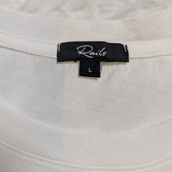 Rails Crew Neck Short Sleeve Cotton T-Shirt White Size Large - Picture 3 of 9